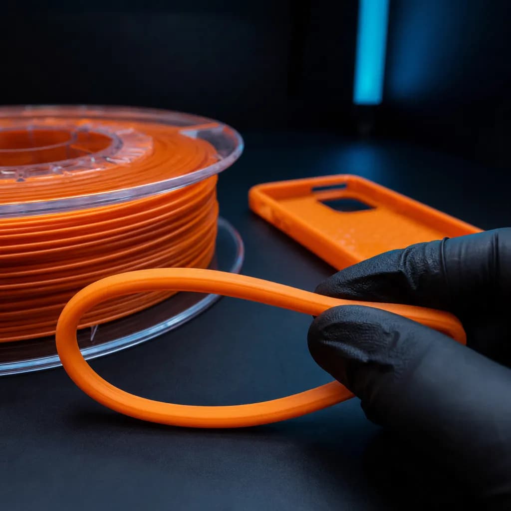 Гибкий образец изделия из TPU, напечатанный на 3D-принтере